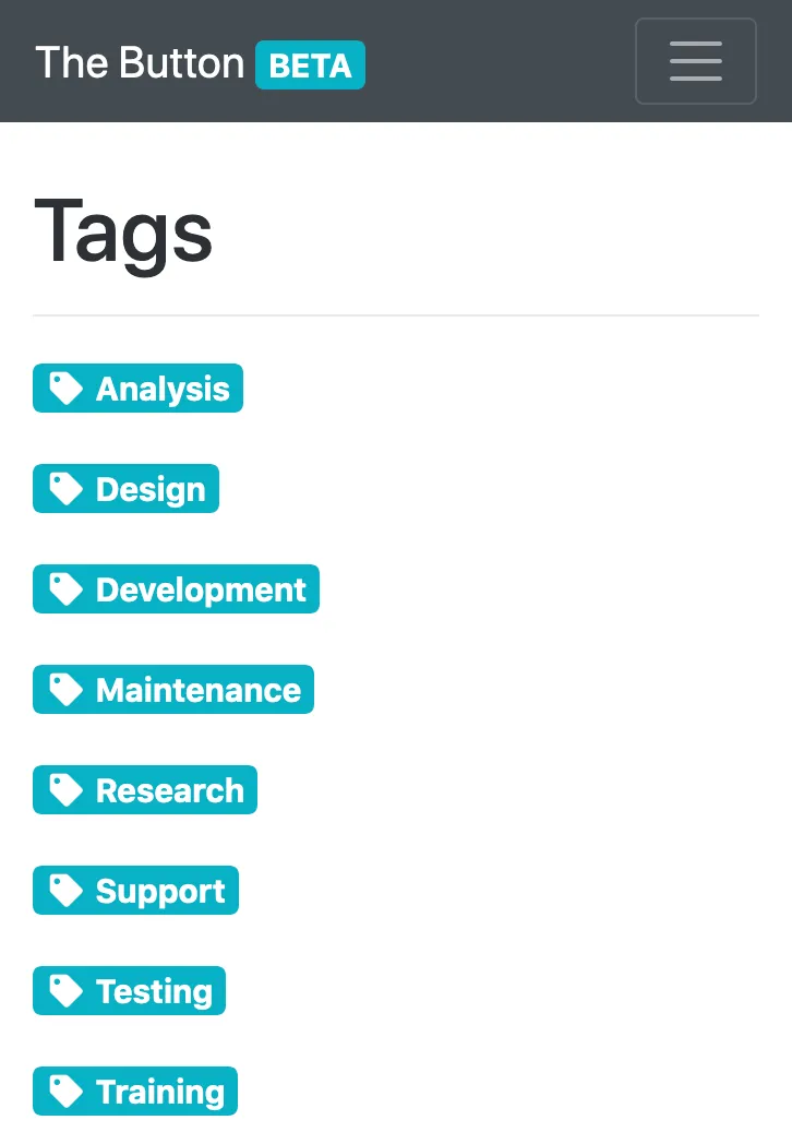 Up to eight tags used to categorise time entries