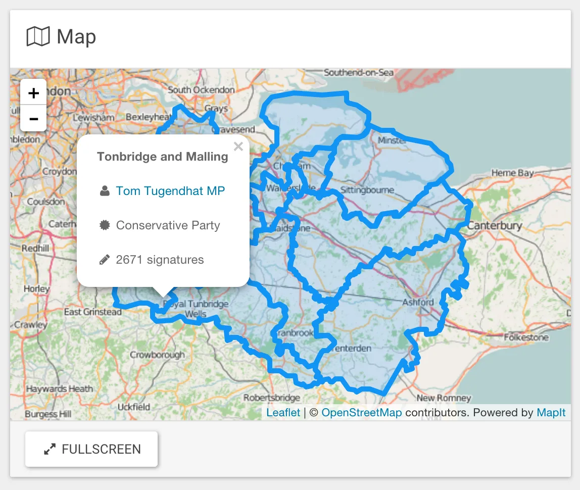 Interactive maps with fullscreen view